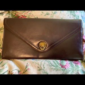 Vintage brown leather clutch bag